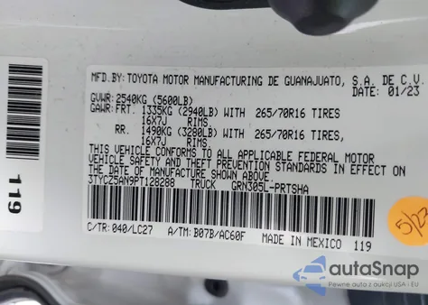 2023 Toyota Tacoma Trd Off Road from USA, damaged, VIN 3TYCZ5AN9PT128288